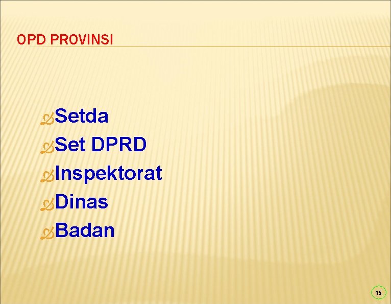 OPD PROVINSI Setda Set DPRD Inspektorat Dinas Badan 15 