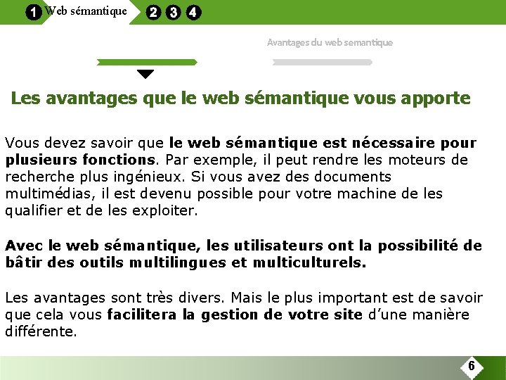 Web sémantique Avantages du web semantique Les avantages que le web sémantique vous apporte