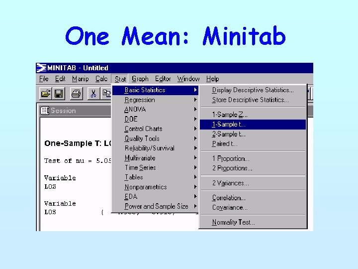 One Mean: Minitab 