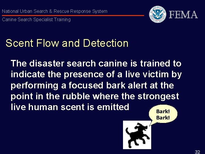 National Urban Search & Rescue Response System Canine Search Specialist Training Scent Flow and