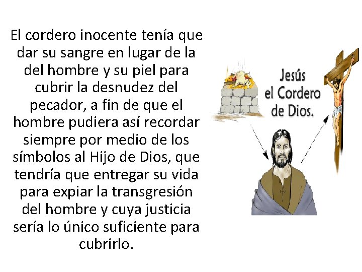 El cordero inocente tenía que dar su sangre en lugar de la del hombre