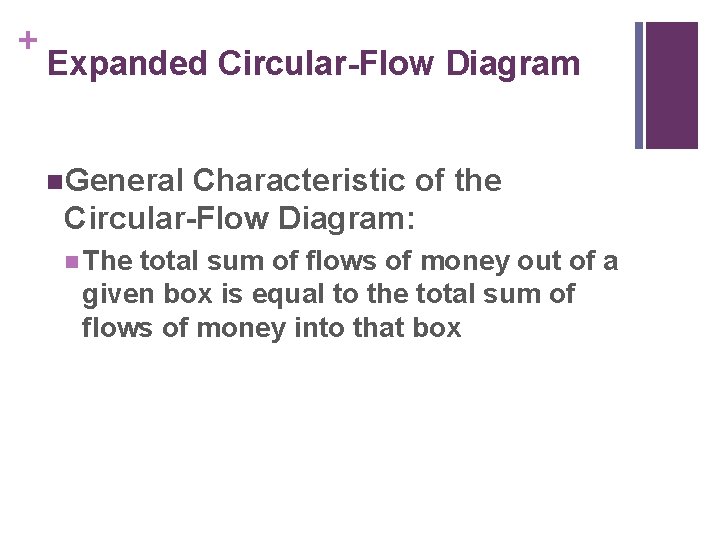 + Expanded Circular-Flow Diagram n. General Characteristic of the Circular-Flow Diagram: n The total