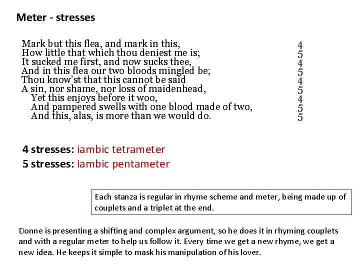 Meter - stresses Mark but this flea, and mark in this, How little that