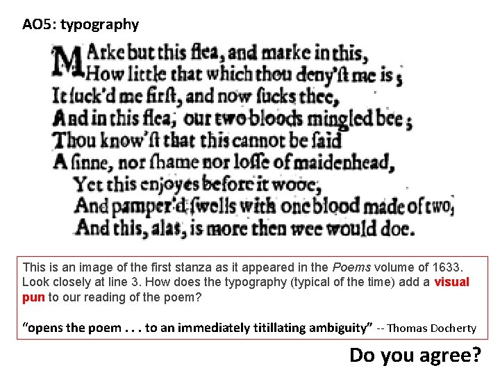 AO 5: typography This is an image of the first stanza as it appeared