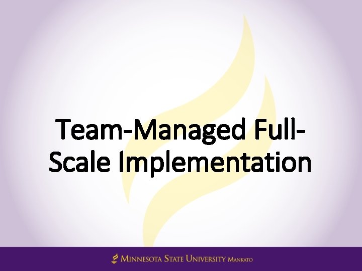 Team-Managed Full. Scale Implementation 