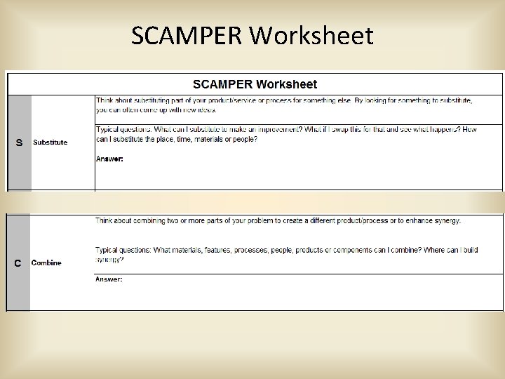 SCAMPER Worksheet 