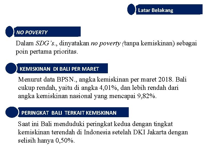 Latar Belakang NO POVERTY Dalam SDG’s. , dinyatakan no poverty (tanpa kemiskinan) sebagai poin