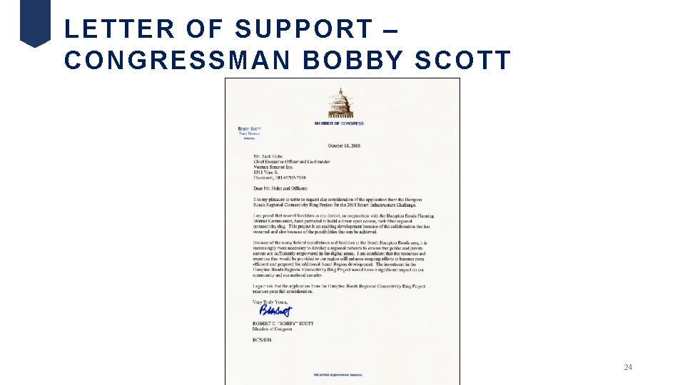LETTER OF SUPPORT – CONGRESSMAN BOBBY SCOTT 24 