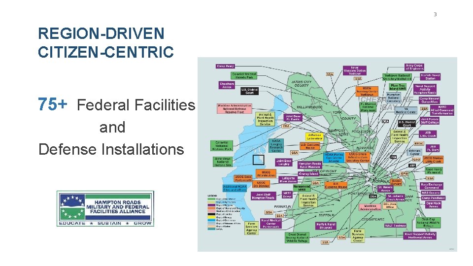 3 REGION-DRIVEN CITIZEN-CENTRIC 75+ Federal Facilities and Defense Installations 