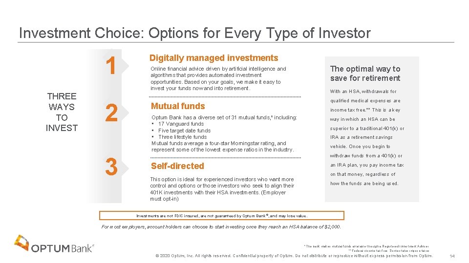 Investment Choice: Options for Every Type of Investor 1 THREE WAYS TO INVEST 2