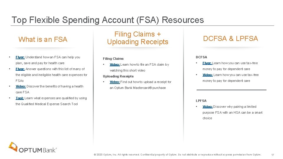 Top Flexible Spending Account (FSA) Resources Filing Claims + Uploading Receipts What is an