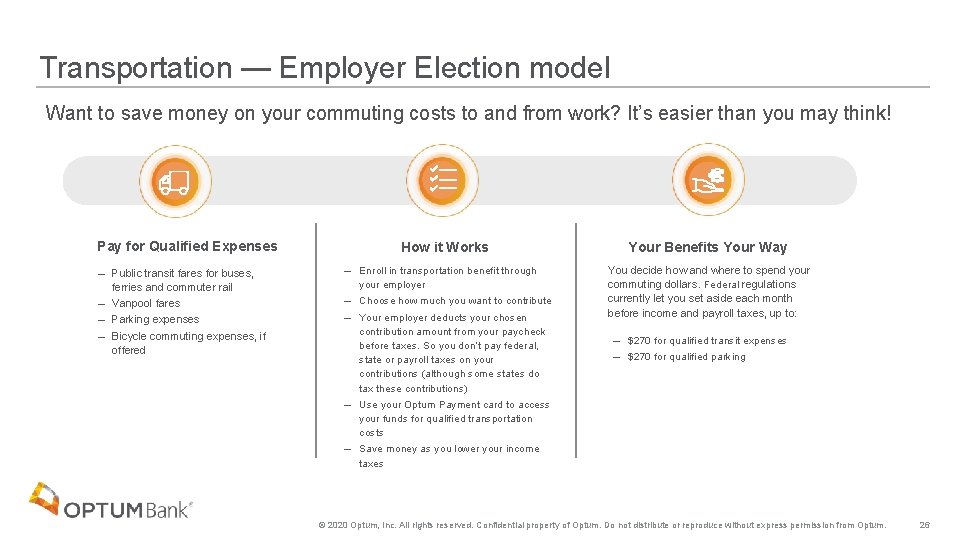 Transportation — Employer Election model Want to save money on your commuting costs to