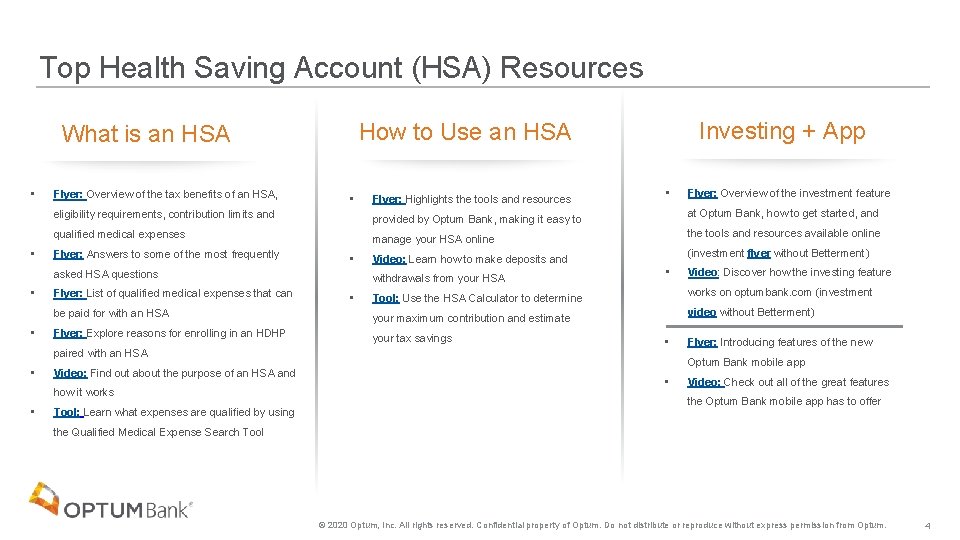 Top Health Saving Account (HSA) Resources • • Flyer: Overview of the tax benefits