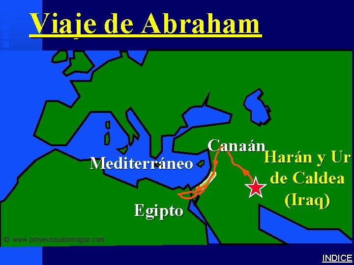 Viaje de Abraham’s Journey Canaán Harán y Ur Mediterráneo de Caldea (Iraq) Egipto ©