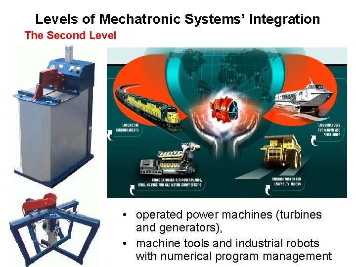 Levels of Mechatronic Systems’ Integration The Second Level • operated power machines (turbines and