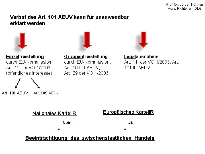Prof. Dr. Jürgen Kühnen Vors. Richter am OLG Verbot des Art. 101 AEUV kann