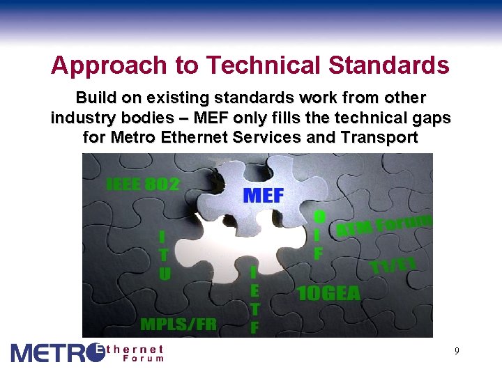 Approach to Technical Standards Build on existing standards work from other industry bodies –