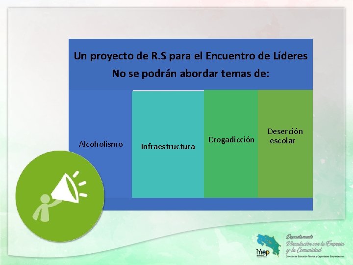 Un proyecto de R. S para el Encuentro de Líderes No se podrán abordar