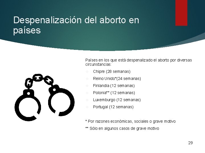 Despenalización del aborto en países Países en los que está despenalizado el aborto por