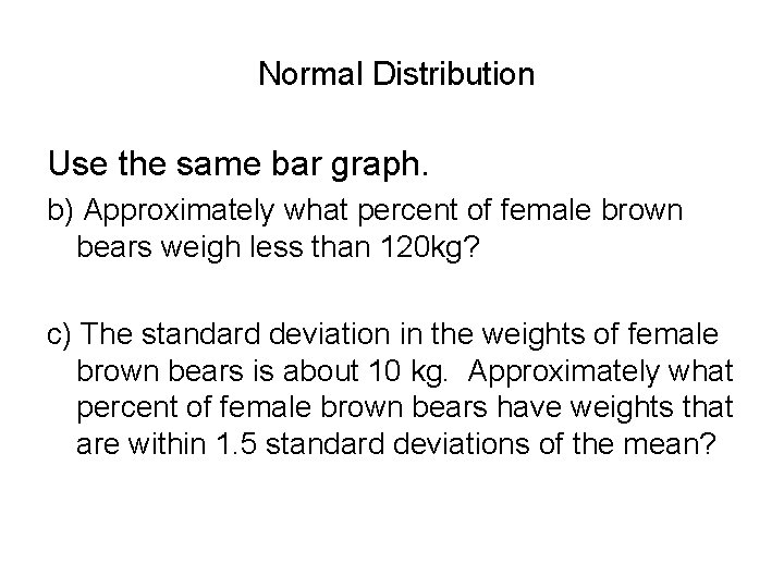Normal Distribution Use the same bar graph. b) Approximately what percent of female brown