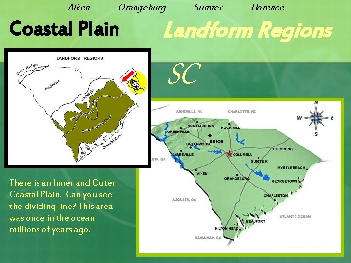 Aiken Orangeburg Coastal Plain Sumter Landform Regions SC There is an Inner and Outer