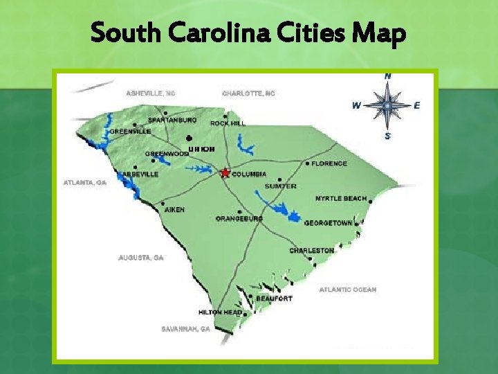 South Carolina Cities Map 