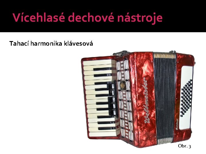 Vícehlasé dechové nástroje Tahací harmonika klávesová Obr. 3 