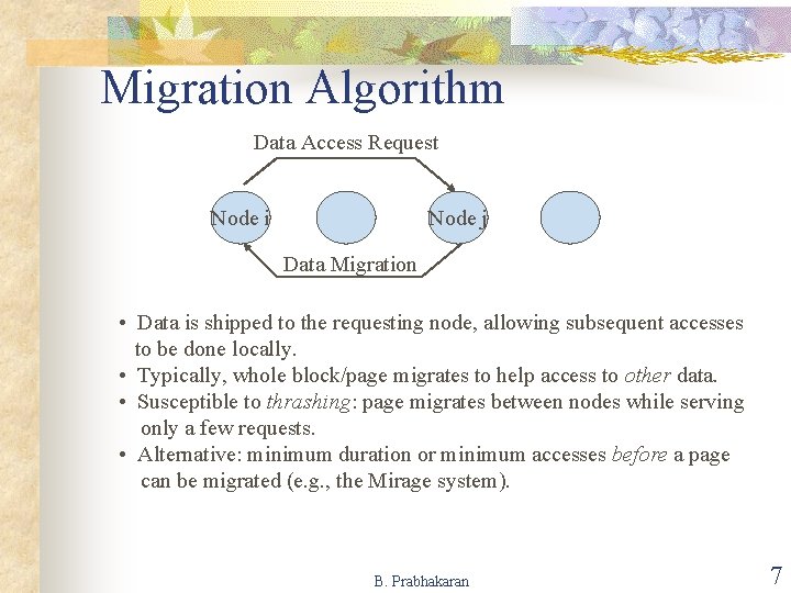 Migration Algorithm Data Access Request Node i Node j Data Migration • Data is