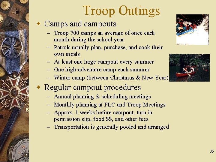 Troop Outings w Camps and campouts – Troop 700 camps an average of once