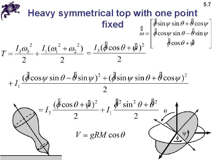 5. 7 Heavy symmetrical top with one point fixed 