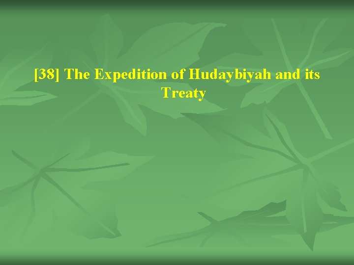 [38] The Expedition of Hudaybiyah and its Treaty 