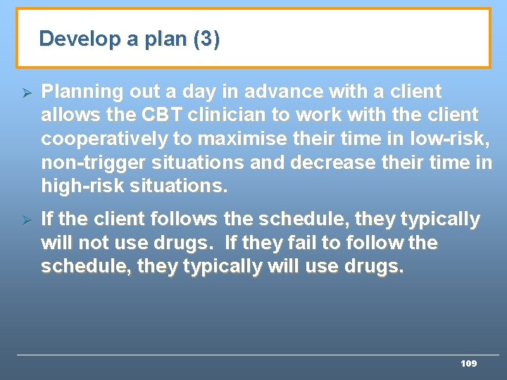 Develop a plan (3) Ø Planning out a day in advance with a client