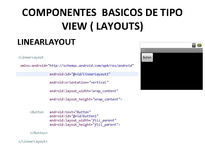 COMPONENTES BASICOS DE TIPO VIEW ( LAYOUTS) LINEARLAYOUT 