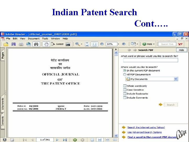 Indian Patent Search Cont…. . 