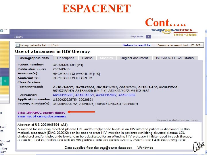 ESPACENET Cont…. . 