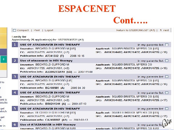 ESPACENET Cont…. . 