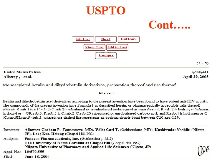USPTO Cont…. . 
