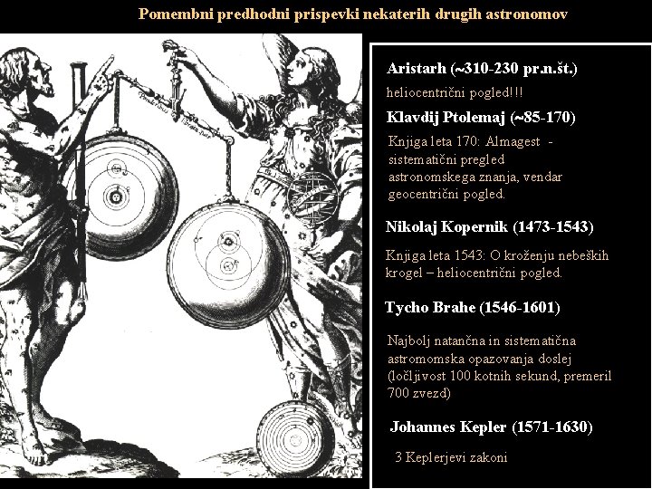 Pomembni predhodni prispevki nekaterih drugih astronomov Aristarh ( 310 -230 pr. n. št. )