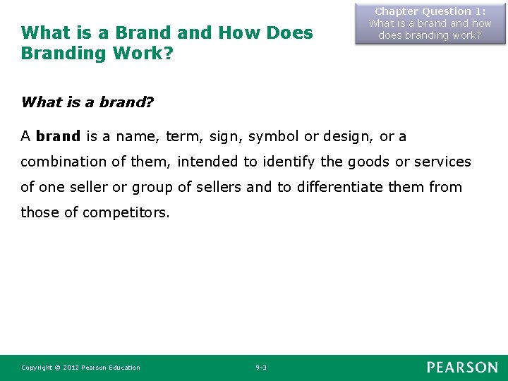 What is a Brand How Does Branding Work? Chapter Question 1: What is a