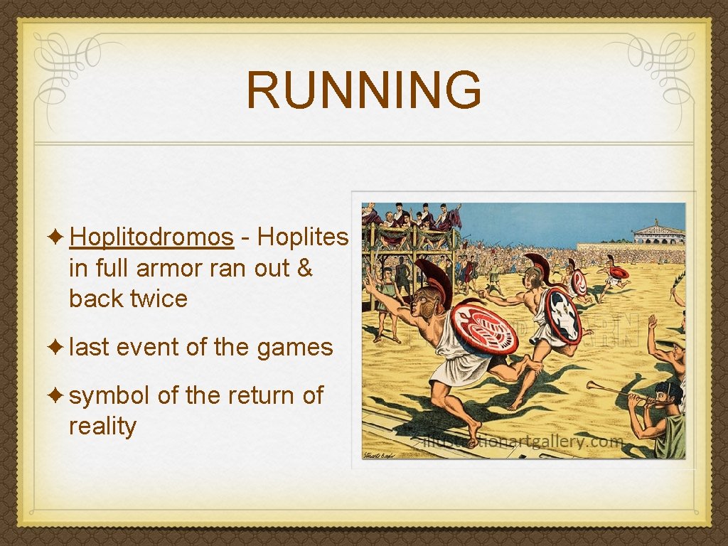 RUNNING ✦ Hoplitodromos - Hoplites in full armor ran out & back twice ✦