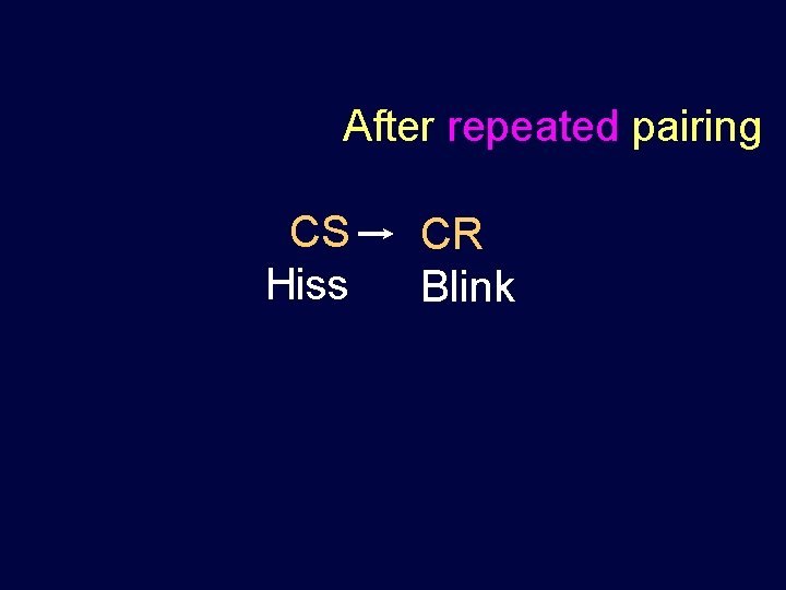 After repeated pairing NS Hiss + CS UCS Hiss Puff CR UCR Blink 