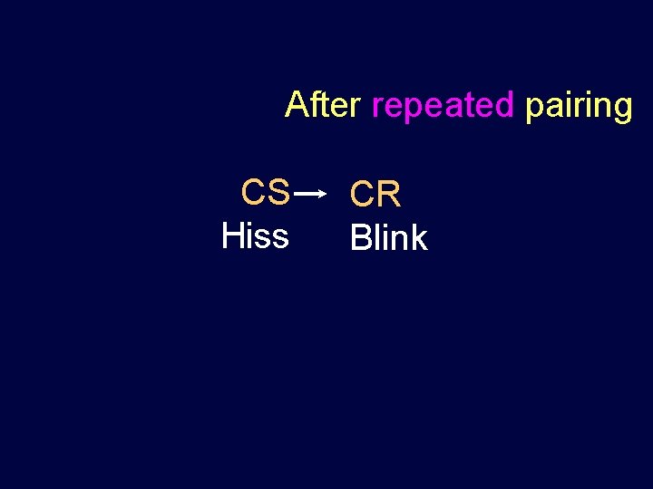 After repeated pairing CS Hiss CR Blink After repeated pairing CS Hiss CR Blink