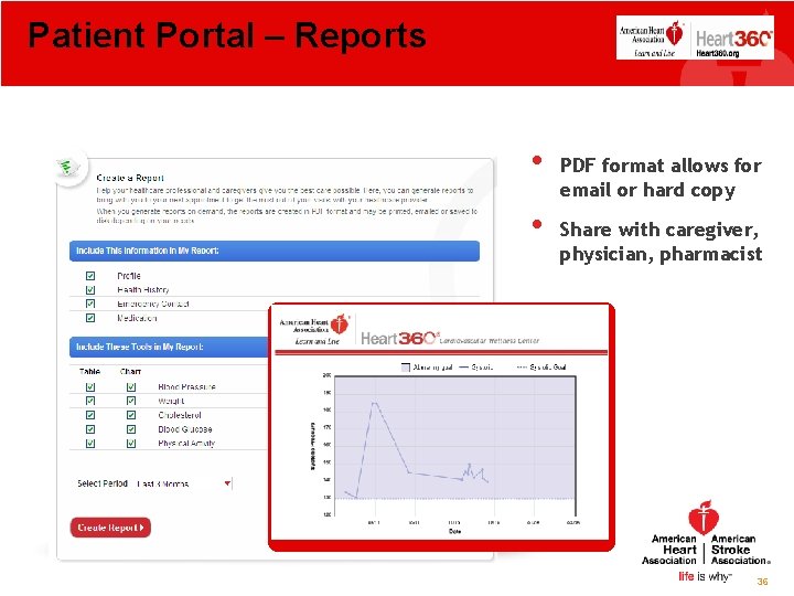 Patient Portal – Reports • • PDF format allows for email or hard copy