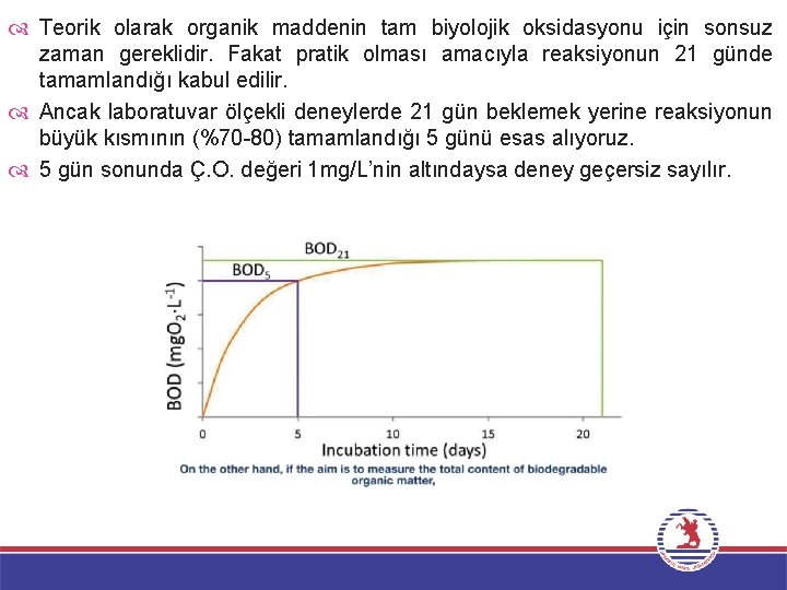  Teorik olarak organik maddenin tam biyolojik oksidasyonu için sonsuz zaman gereklidir. Fakat pratik