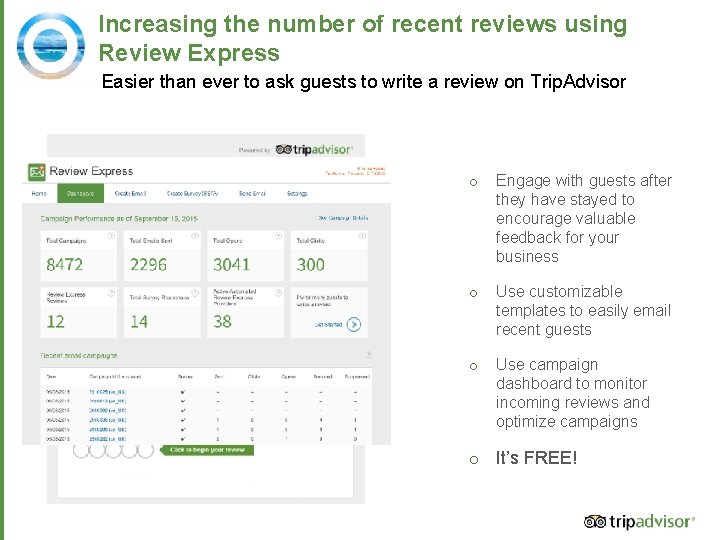 Increasing the number of recent reviews using Review Express Easier than ever to ask