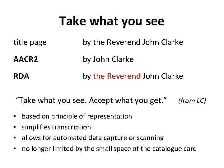 Take what you see title page by the Reverend John Clarke AACR 2 by