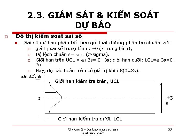 2. 3. GIÁM SÁT & KIỂM SOÁT DỰ BÁO o Đồ thị kiểm soát