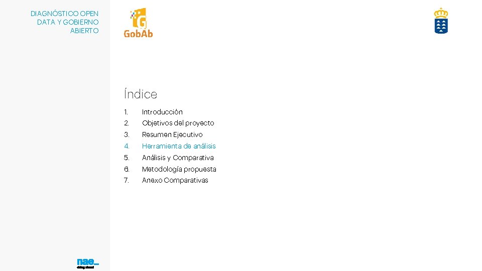 DIAGNÓSTICO OPEN DATA Y GOBIERNO ABIERTO Índice 1. Introducción 2. Objetivos del proyecto 3.