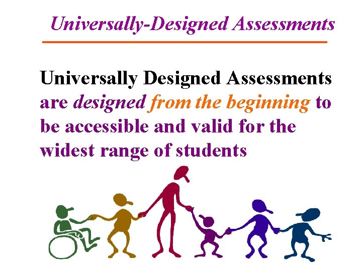 Universally-Designed Assessments Universally Designed Assessments are designed from the beginning to be accessible and