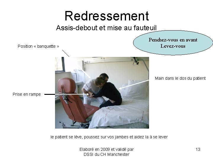 Redressement Assis-debout et mise au fauteuil Penchez-vous en avant Levez-vous Position « banquette » Redressement Assis-debout et mise au fauteuil Penchez-vous en avant Levez-vous Position « banquette »